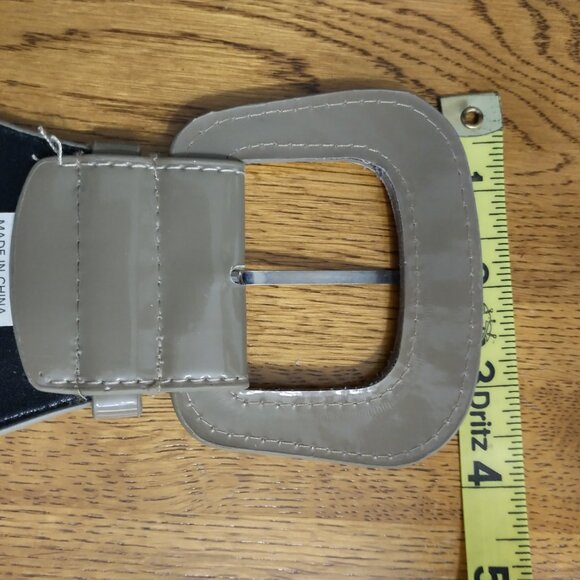 Stretch Belt Waist Wide Statement Taupe Enclosure Women's Size 12 - Picture 5 of 9